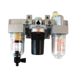 1/4" NPT Mini Compressed Air In Line Filter Regulator Lubricator Oiler Combo, Poly Bowl And Metal Body, 5 Micron Element, Adjustable From 7 to 140 PSI (MANUAL DRAIN)