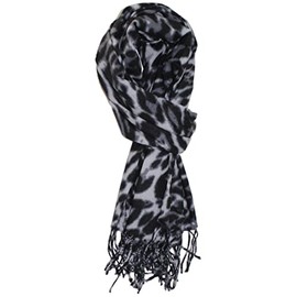 Ted & Jack - Cashmere Feel Camouflage or Leopard Print Fall/Winter Scarf (Grey and Black Fleece)