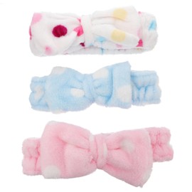 NOLITOY 3pcs Butterfly End Headband Skincare Headband Facial Makeup Headband for Washing Face Skin Care Headband Spa Headband Hair Ties with Bows Skin Care Hair Headband Coral Fleece