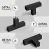 Goldenwarm 5 Pack Black Square T Bar Single Hole Knobs