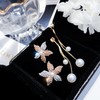 Rhinestone Romantic Crystal Rose Flower Earrings Five Leaves Exaggerated Round