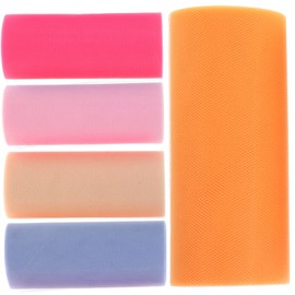 CORHAD 6' Tulle Yarn Rolls 5pcs 25 Yard Gauze for Wedding Banquet Party DIY Craft Tutu Skirt Floral Decor