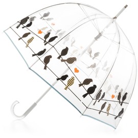 totes Clear Bubble Umbrella with Dome Canopy, Lightweight Design, Wind and Rain Protection, Birds on a Wire, Adults-51