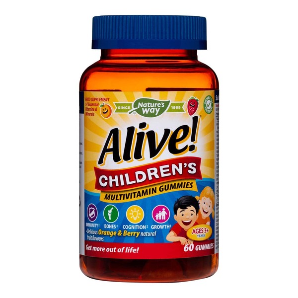 Alive! Children’s Multivitamin Gummies | 60 Chewable Gummies | Specially Balanced Formulation for Children Aged 3+