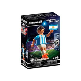 PLAYMOBIL Sports & Action 71125 Argentina Football Player with Kick Function and Goal Wall from 5 Years