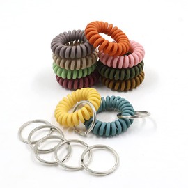 20 pcs Mix Colorful Elastic Wrist Keychain, Plastic Spring Flexible Spiral Coil Stretchable, Wristlet Band Bracelet, Phone Cord Hair Ties Rope Wristband, Plastic