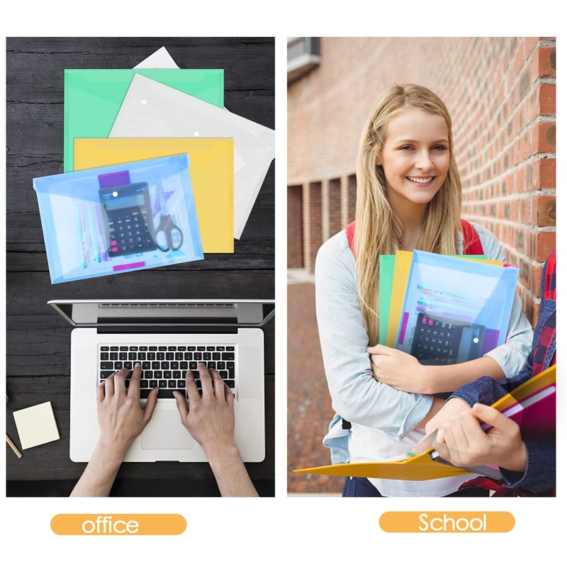 Pack of 20 A4 Document Wallets for Filing, Waterproof PP