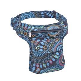 The Collection Royal Handmade Festival Waistpack Boho Hippie Waist Bag Hip Bum Running Belt Fanny Pack Travel Utility Belt (Blk+Blu)