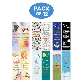 Creanoso Creativity Quotes Bookmarks (12-Pack) - Stocking Stuffers Premium Quality Gift Ideas for Children, Teens, & Adults - Corporate Giveaways & Party Favors