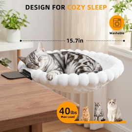 Anywish Cat Desk Bed - Cat Hammock for Desk with Faux Rabbit Fur, 180° Folding Space-Saving, Dual-Sided Reversible for All Seasons, Removable & Washable, Holds Up to 40 lbs – for Home Office Desks
