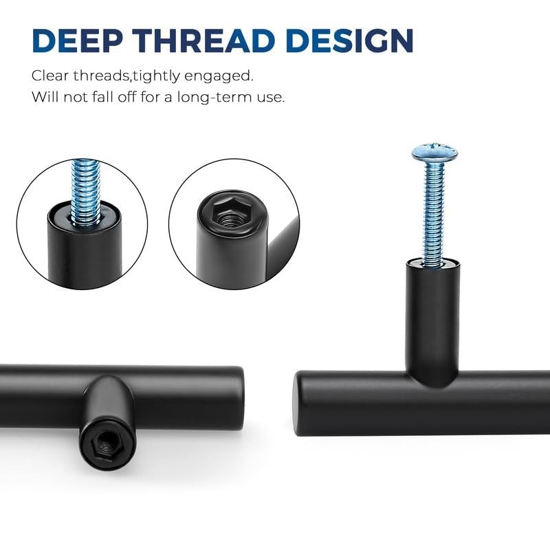 JOY DECOR 50 Pack Cabinet Knobs, Black Cabinet Handles, 2in