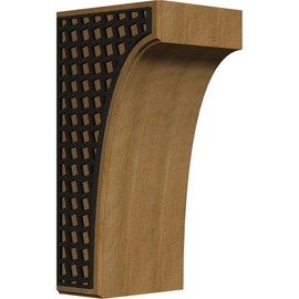 Ekena Millwork BKTW05X06X12CVMOBLGM Clarksville w/ IronCraft Mosaic InlayWood Brackets, 5 1/4"W x 6"D x 12"H , Mahogany