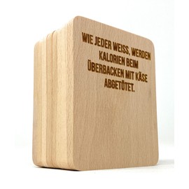 Set of 8 Raclette Coasters with Engraving, Calories (German Language)