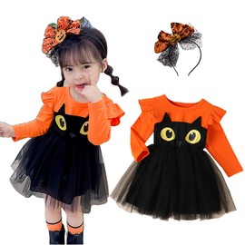 TUPOLILI Halloween Costume, Children's Costume, Black Cat, Girls, Witch Dress, Cat, Kids, Elementary School, Nursery, Kindergarten, Baby, 35.4 inches (90 cm), 39.4 inches (100 cm), 43.3 inches (110 cm