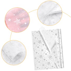 50 * 35cm Silver Star White Tissue Paper, 30Sheets Christmas Tissue Paper for Wrapping Gifts,Silver White Wrapping Paper for Christmas DIY Gift Decorations