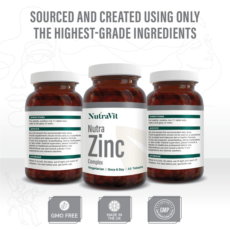 NUTRA ZINC Complex - 45mg Elemental Zinc| 60 Tablets| Contains