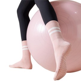 Dress Cici Yoga Pilates Non Slip Socks, Half Calf Crew Grip Socks for Women, Barre Football Running Socks (3 Pairs: Black+Pink+White 3Pairs), Asia Size One Size