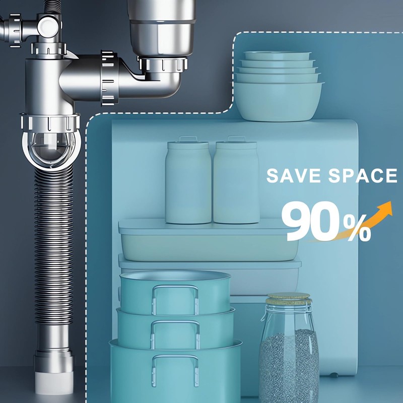 QpuanTu Double Sink Drain Kit - Multi Function P Trap,