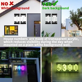 IVWVI Acrylics Solar Address Sign, Led Illuminated Solar House Numbers for Outside, Waterproof RGBW Color Changing Remote Control, Lighted Modern Address Plaque Solar Powered for Yard Home (Digit 7)