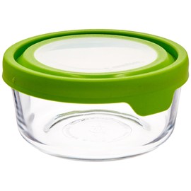 Anchor Hocking TrueSeal - Contenedor de almacenamiento de alimentos de vidrio con tapa hermética, verde, 4 tazas