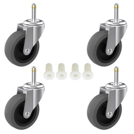 RILIDRI 3-Inch Swivel Stem Caster for Rubbermaid Mop Bucket Utility Cart, 7/16-Inch Stem Diameter Rubber Wheel Set of 4, Heavy Duty TPR Weber Grills Shop Vac Replacement Wheels