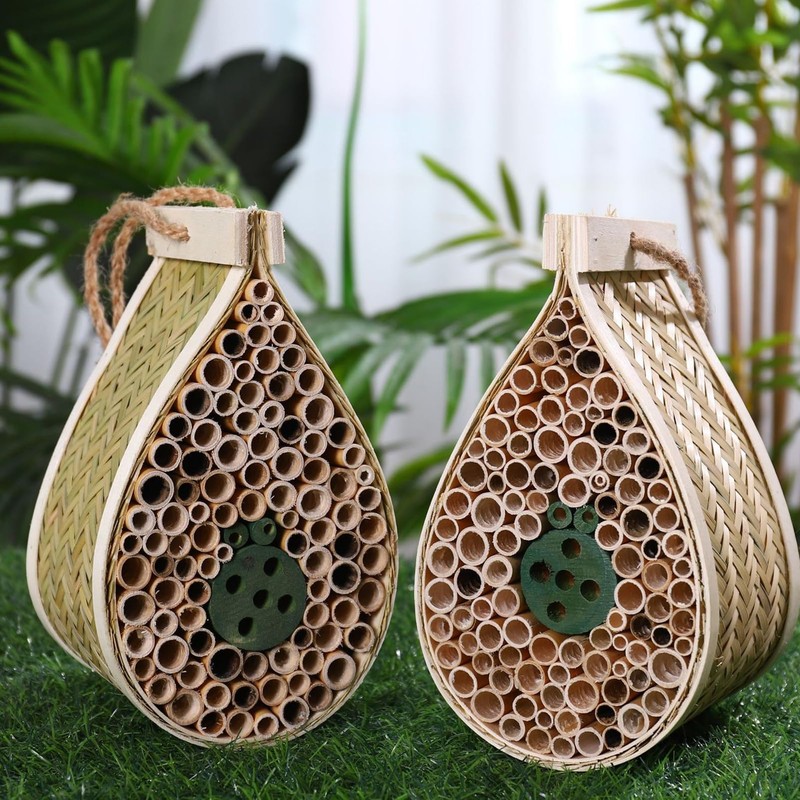 Mason Bee House, Pollinating Palace，Hanging Wooden bee House Habitat with