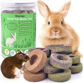 Bissap 16PCS Rabbit Chew Toys, 100% Natural Mixed Timothy Hay Cakes Chinchillas Chew Toys and Treat for Bunny Hamster Guinea Pig Gerbil and Other Small Animals Teeth Care