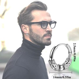 Clyhon Hoop Earrings, Medical Stainless Steel, Vintage Perforated Cartilage Jewellery, Hoop Earrings, Suitable for Men and Women, Punk Hip Hop Earrings, Hypoallergenic, Silver