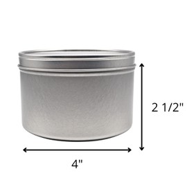 Blysk metal tins with clear slip-on lid Round, ideal for spices, candy, crafts, jewelry, cosmetics and much more (4, ROUND 16oz)