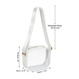 PATIKIL 7.5"x6" Clear Crossbody Bag with Shoulder Strap, Stadium Approved PVC Transparent Purse Bag for Sports Events Concerts Festivals, White