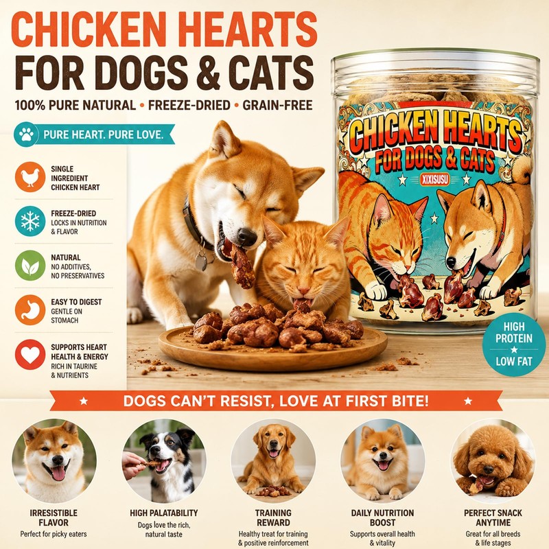 xixisusu Freeze Dried Chicken Hearts for Dogs and Cats -