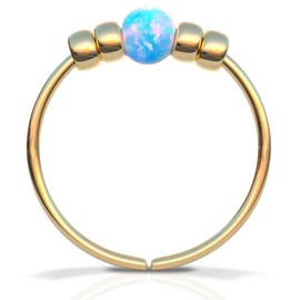 Thin 14k Gold Filled Small Opal Nose Piercing Earring - 2 mm Light Blue Opal Piercing Nose Ring - 24 Gauge Very Thin Nose Ring Small Piercings Nose Piercing - Opal Nose Ring