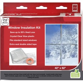 Rocky Mountain Goods Window Insulation Kit for Winter - 42” X 62”- Clear Sealer Plastic Winterizing Shrink Covering to Block Cold Air - Double Faced Tape - Saves 35% Heat Loss - Easy Install (1 Pack)