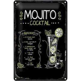 Blechschild 30 x 20 cm Mojito Cocktail Recipe - DekoNo7