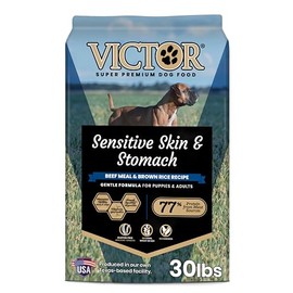 VICTOR Super Premium Dog Food — Sensitive Skin and Stomach — Beef Meal & Brown Rice Recipe Dry Kibble — Gluten Free, No Chicken, Ideal for Dogs with Allergies — Adult and Puppy Food, 30 lb