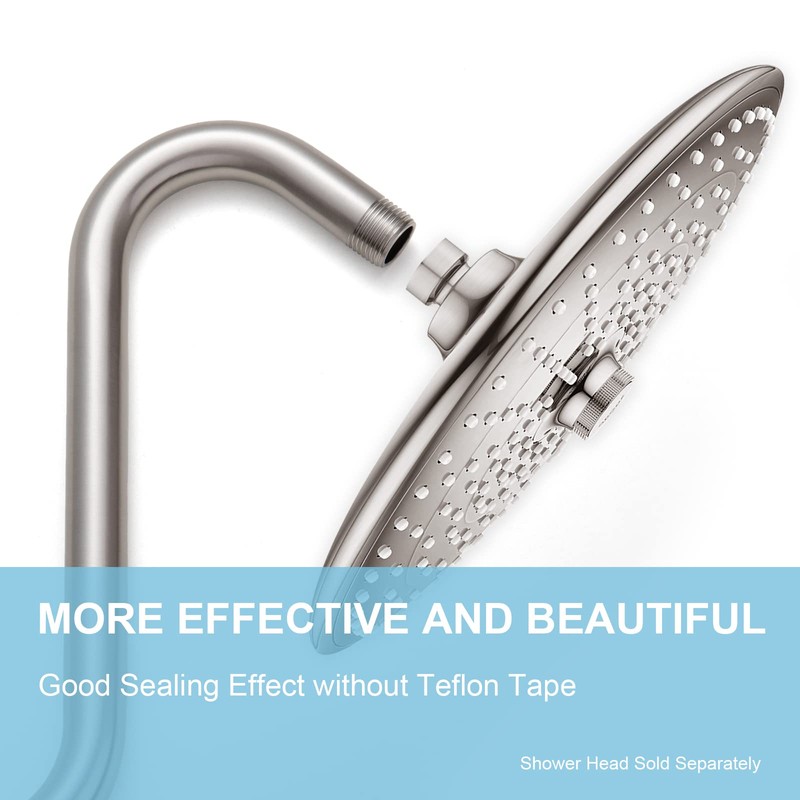 OFFO Shower Head Extension Arm 25.4cm(10 in), Brushed Nickel S
