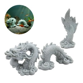 WSDMAVIS 1Set Zen Sandstone Aquarium Dragon Statue Sandstone Dragon Sculpture Animal Figurines Fortune Tea Pet Dragon for Home & Office Chinese Dragon Décor