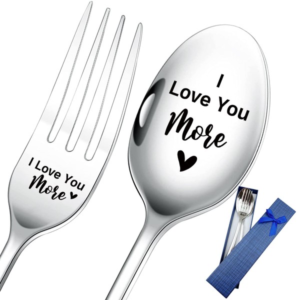 HSSPIRITZ 2 Pieces I Love You More Funny Engraved Stainless