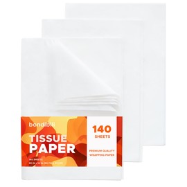 bondibili 140 Sheets White Tissue Paper for Gift Bags, 20 x 14 inch Acid Free White Wrapping Tissue Paper Bulk for Gift Package, Storage, Christmas Wedding Birthday Mother's Day Party Decor Art Craft