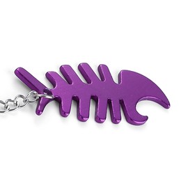 Komonee Fish Bone Purple Bottle Opener Key Chain Metal Dead Sea Life Key Ring Novelty animal Keychain Keyrings (Pack of 5)