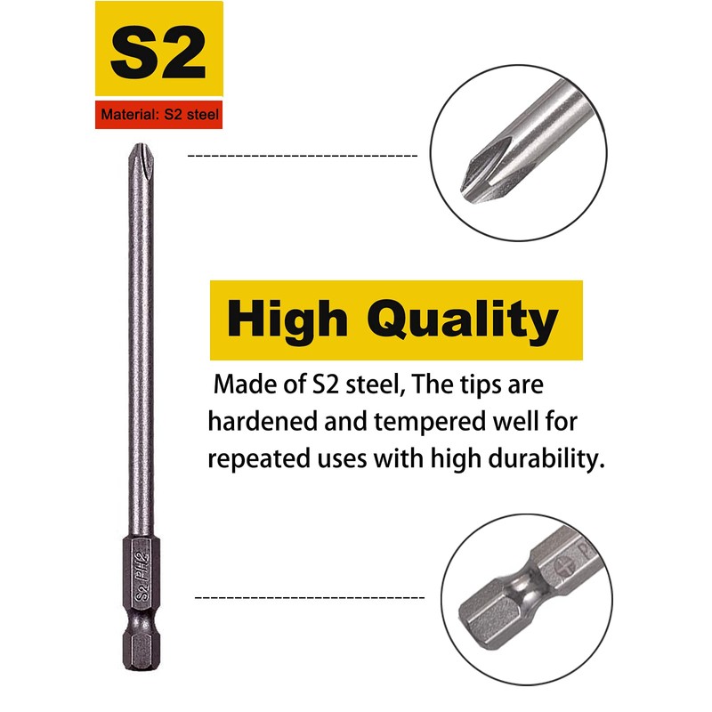 Rocaris 16 Pack 1/4 Inch Hex Shank Long Magnetic Screwdriver