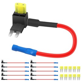 10 Pack Micro 2 Fuse TAP 12V Car Add a Circuit ATR Blade Fuse Adapter with 20A Fuse Micro II Fuse Holder Add On Dual Circuit Adapter for Cars Trucks Boats (50058R),Blue, Red, Black, Yellow