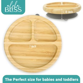 3PCS Bamboo Suction Plates for Babies - Baby Suction Food Plate - Suction Plates for Toddlers - 3 Sectioned Toddler Plates for Easy Feeding & Mess-Free Meals - Suction Plates for Baby and Toddlers