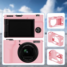 Tedubax Silicone Case for Canon PowerShot V1 with Removable Lens Cover and 2PCS Screen Protector and a Lanyard Canon PowerShot V1 case - (Pink)