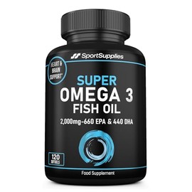 Omega 3 Fish Oil Capsules High Strength - 2,000mg Daily Serving - 33:22 EPA/DHA - 120 Softgel Capsules - SS Sport Supplies