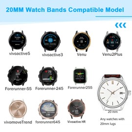 SUGARJAR Braided Bands Compatible with Garmin Vivoactive 5/Vivoactive 3/Luxe 42mm/HR,20mm Nylon Band for Garmin Venu/Venu 2Plus,Venu SQ/SQ2/SQ2 Music,Forerunner 55/245/245 Music/645