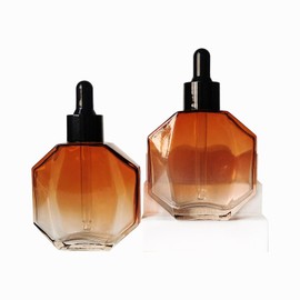 AGENIZ Amber Glass Dropper Bottles for Essential Oils 50ml/1.7oz 6 Pcs Diamond Glass Bottles with Dropper, for Perfume Hair Oils Serums and other liquids (－Amber, 50ML/1.7OZ)