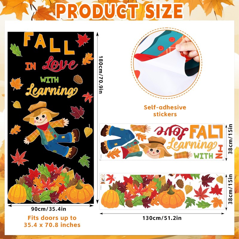 Fall Bulletin Board Decorations Set Autumn Scarecrow Maple Leaves Pumpkin