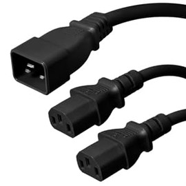 TheTechWave - IEC C20 to 2X C13 Splitter Power Cord - 6ft, 200~250V 12/14AWG 20A Heavy Duty Cable for Bitmain Antminer S19, L7, D7, KS3, KA3 U/L Certified