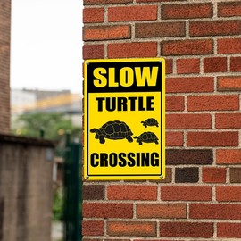 Ymaotrade Turtle Crossing Aluminum Signs 12×16in, Sturdy Aluminum Metal Signs Rust Free, Stake Slow Down Sign For Neighborhoods Yard Farm Aluminium Caution